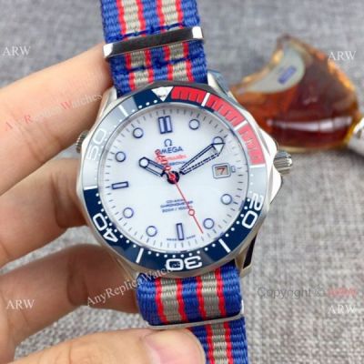 High quality Omega Commanders 007 James Bond Watch Blue Ceramic Bezel Nato Strap